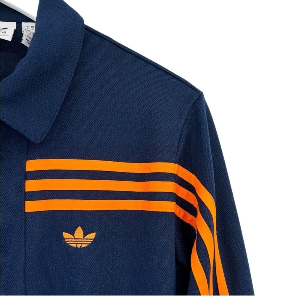 Adidas Originals RETRO Navy Blue Orange Striped Midweight Long Sleeve Jumpsuit - Picture 5 of 9